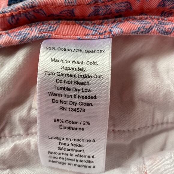 Vineyard Vines flat front coral shorts with blue palm trees sz 31 - Picture 5 of 8